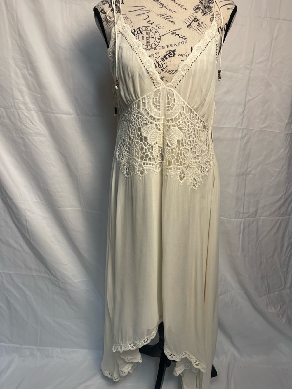 Zara Cream Lace-Detail Midi Dress